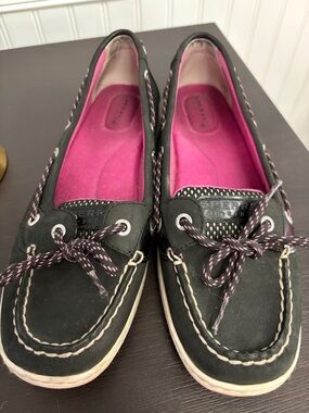 Sperry boat shoes - Black with Pink - 9 1/2